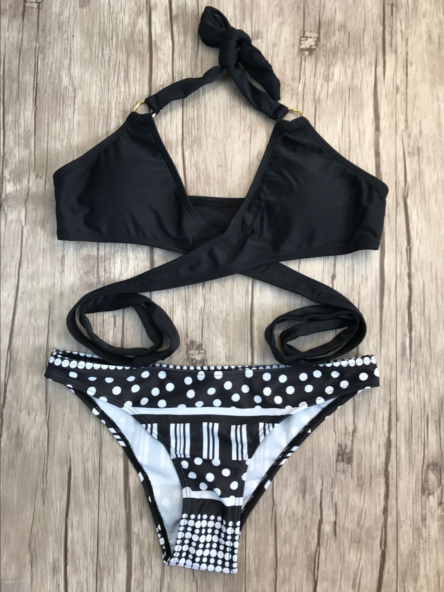 F4605-1 Wrap Halter Bikini Top
